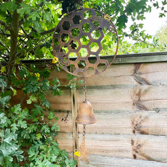 Cast Iron Honeycomb Bee Wind Chime