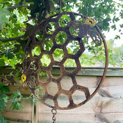 Cast Iron Honeycomb Bee Wind Chime