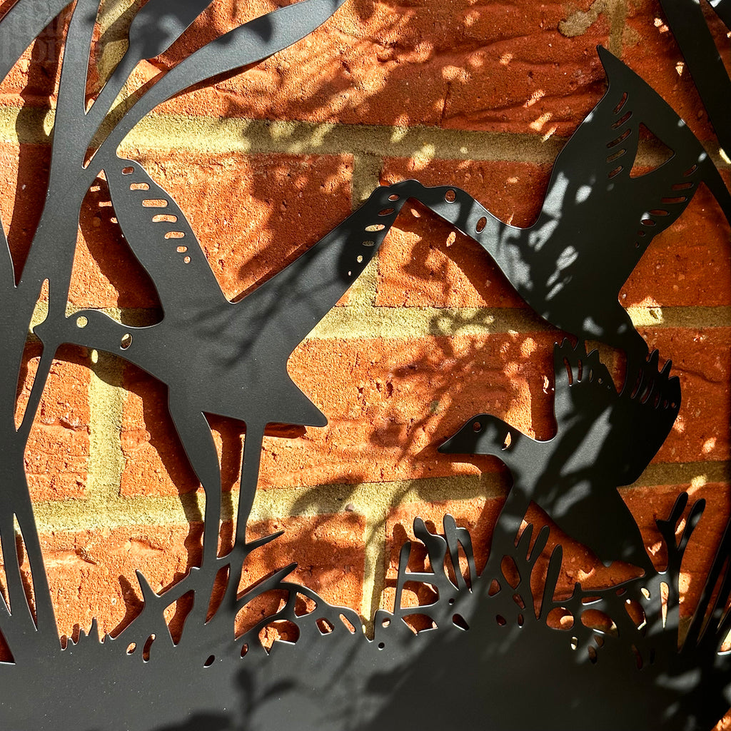 Drei fliegende Enten Silhouette Garten Wandkunst