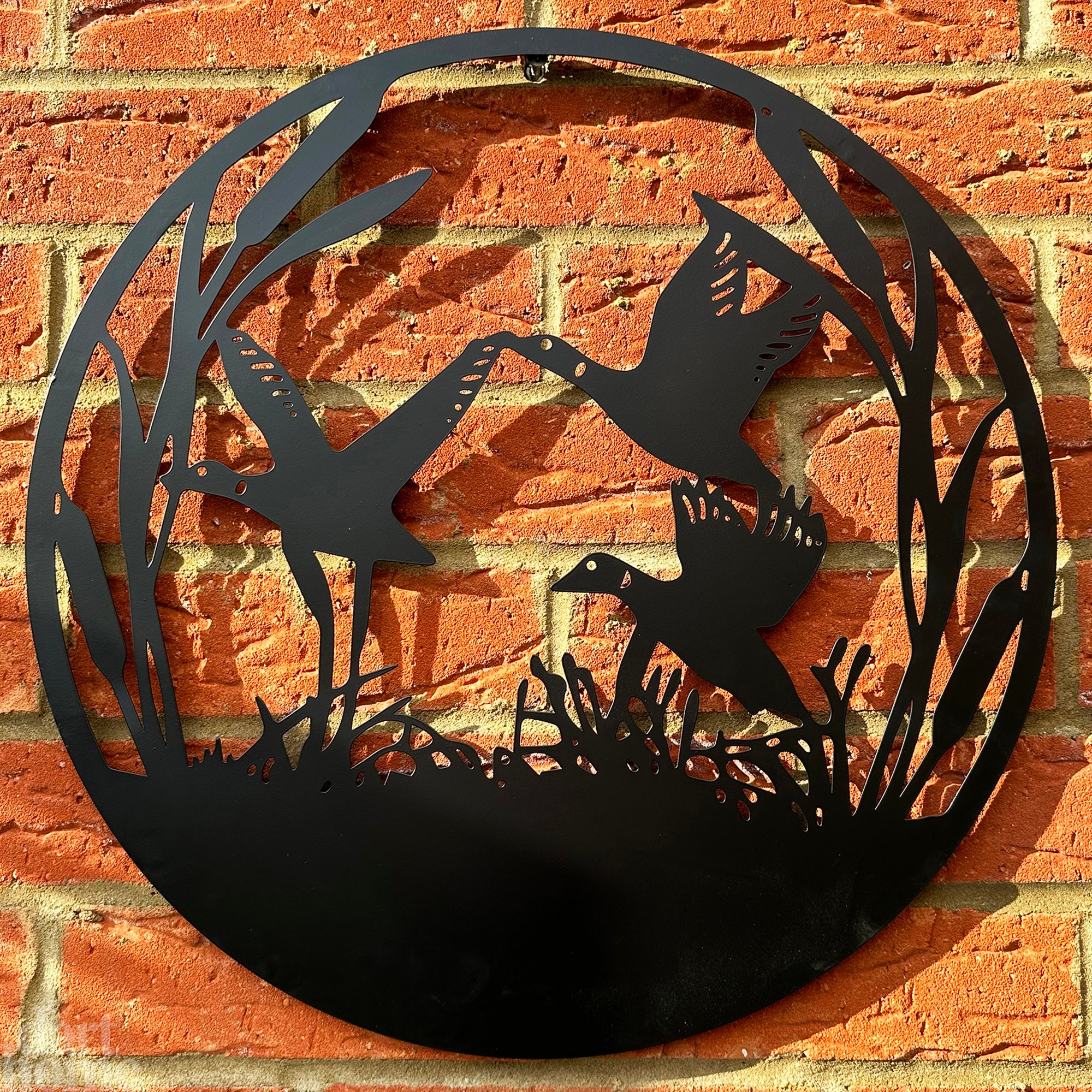 Three Flying Ducks Silhouette Garden Wall Art