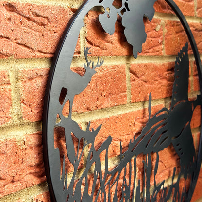 Flying Pheasant Silhouette Garden Wall Art