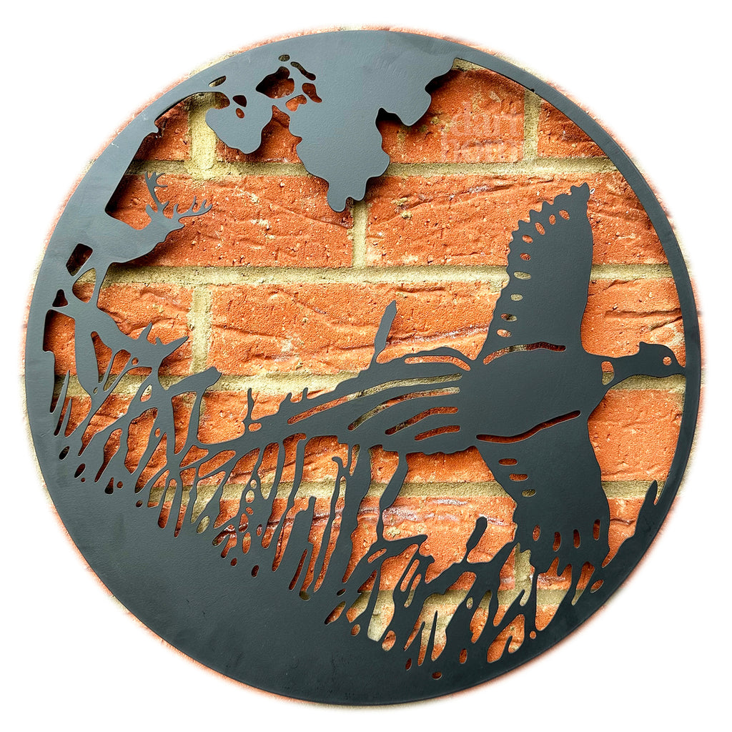 Flying Pheasant Silhouette Garden Wall Art