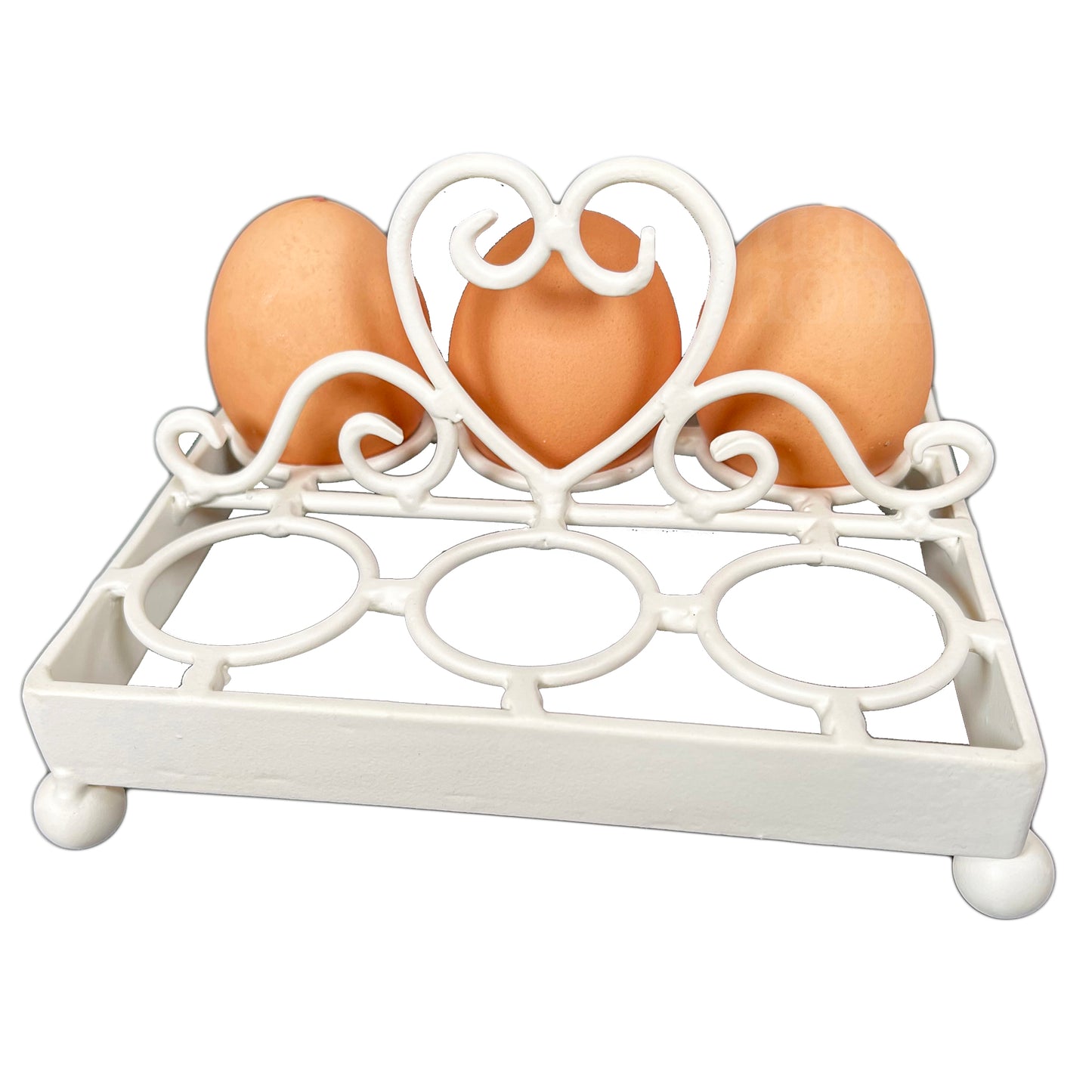 Ivory Love Heart 6 Egg Holder