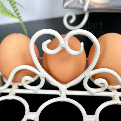 Ivory Love Heart 6 Egg Holder