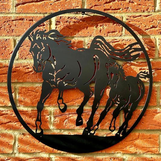 Galloping Horses Silhouette Garden Wall Art