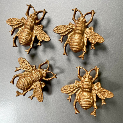 Golden Bumble Bee Fridge Magnets Set Of 4