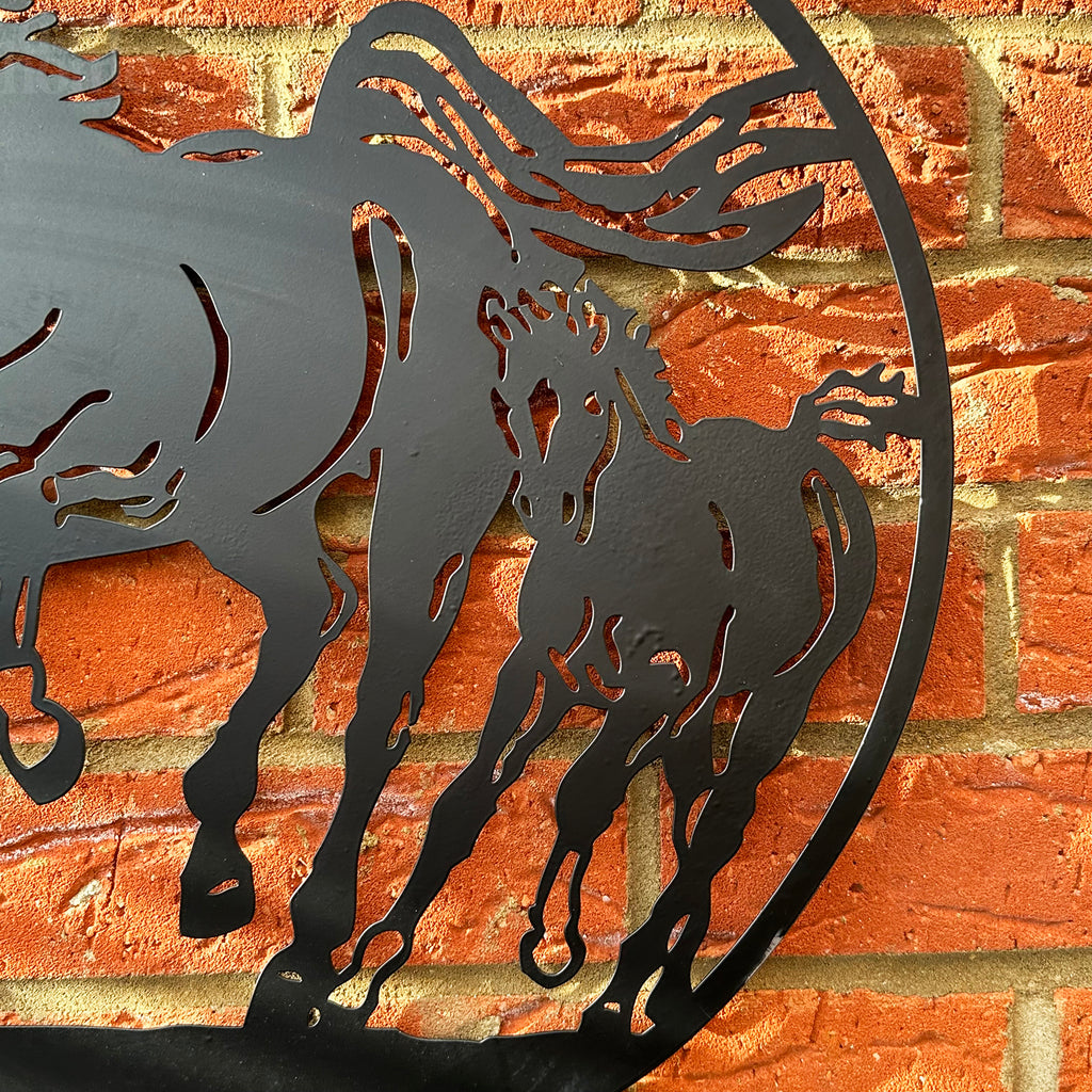 Galloping Horses Silhouette Garden Wall Art