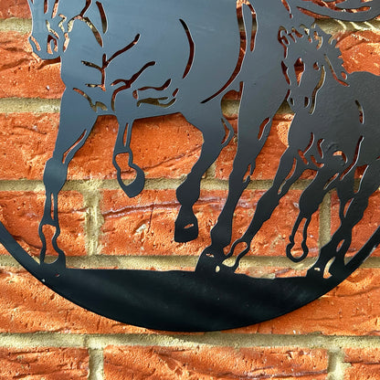 Galoppierende Pferde Silhouette Garten Wandkunst