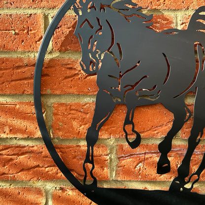 Galloping Horses Silhouette Garden Wall Art