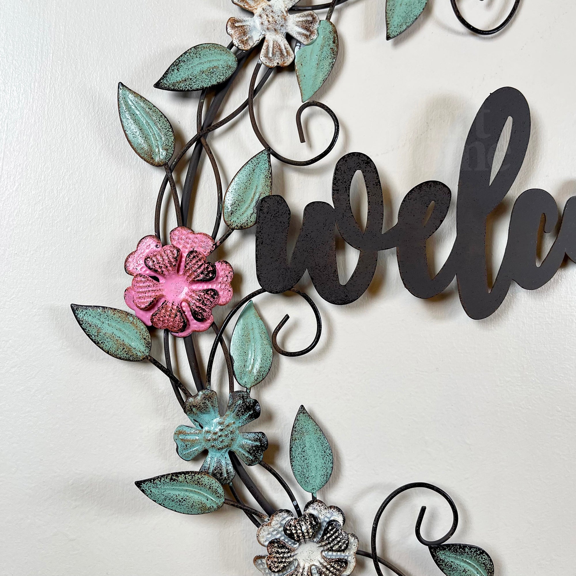 Metal Floral Welcome Wreath