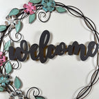 Metal Floral Welcome Wreath