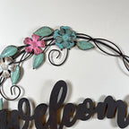 Metal Floral Welcome Wreath