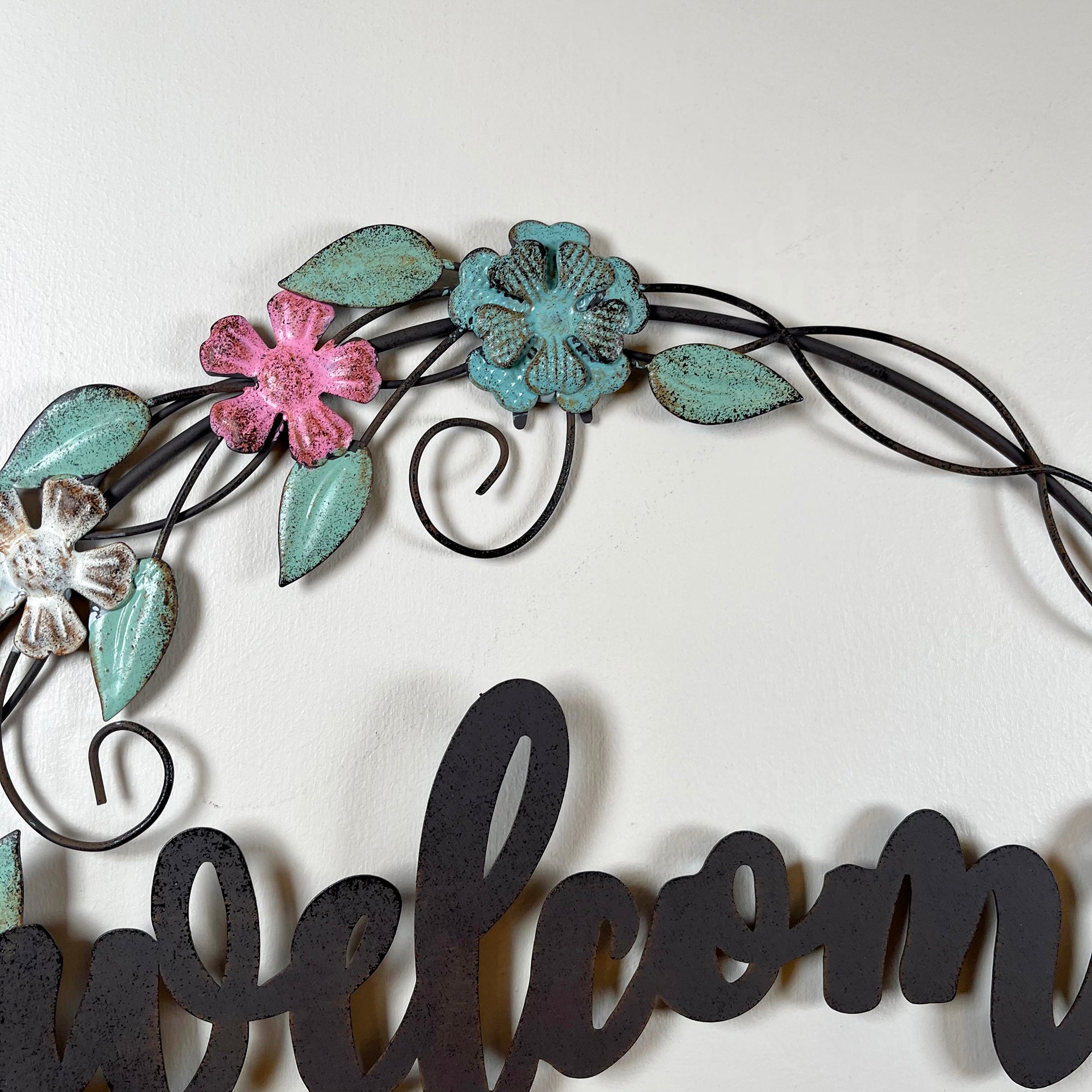 Metal Floral Welcome Wreath
