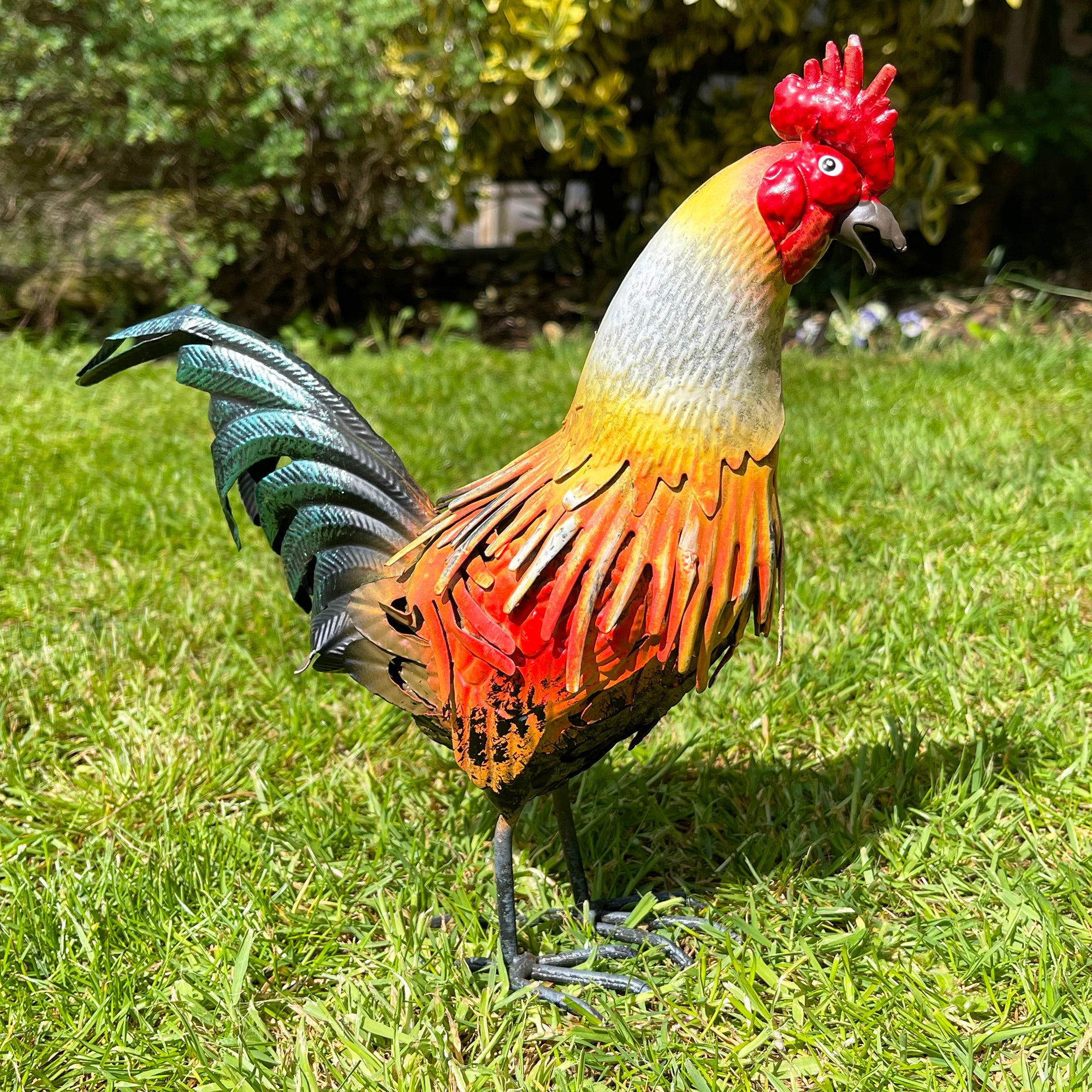 Metal Rooster Garden Ornament 26cm