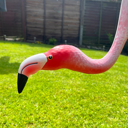 Metal Flamingo Garden Ornament - Head Down