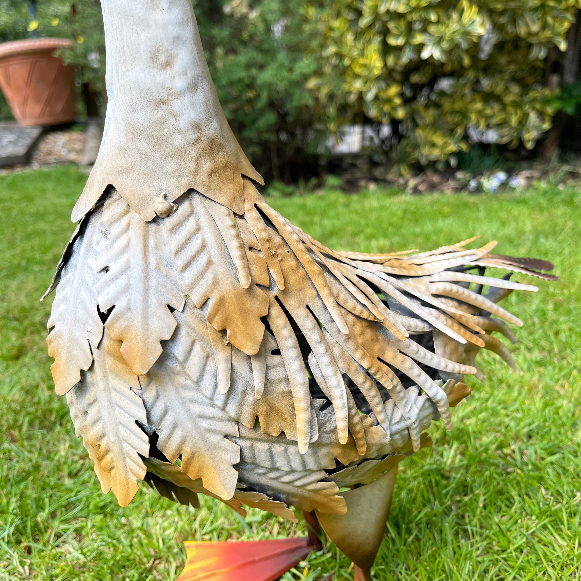 White Metal Goose Garden Ornament