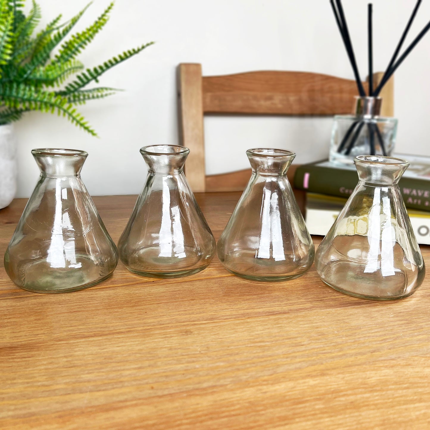 Set Of 4 Conical Bottle Bud Vases