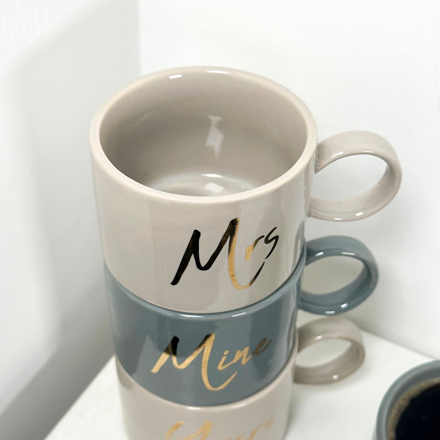 Set Of 4 Mr And Mrs Stacking Mugs 200ml