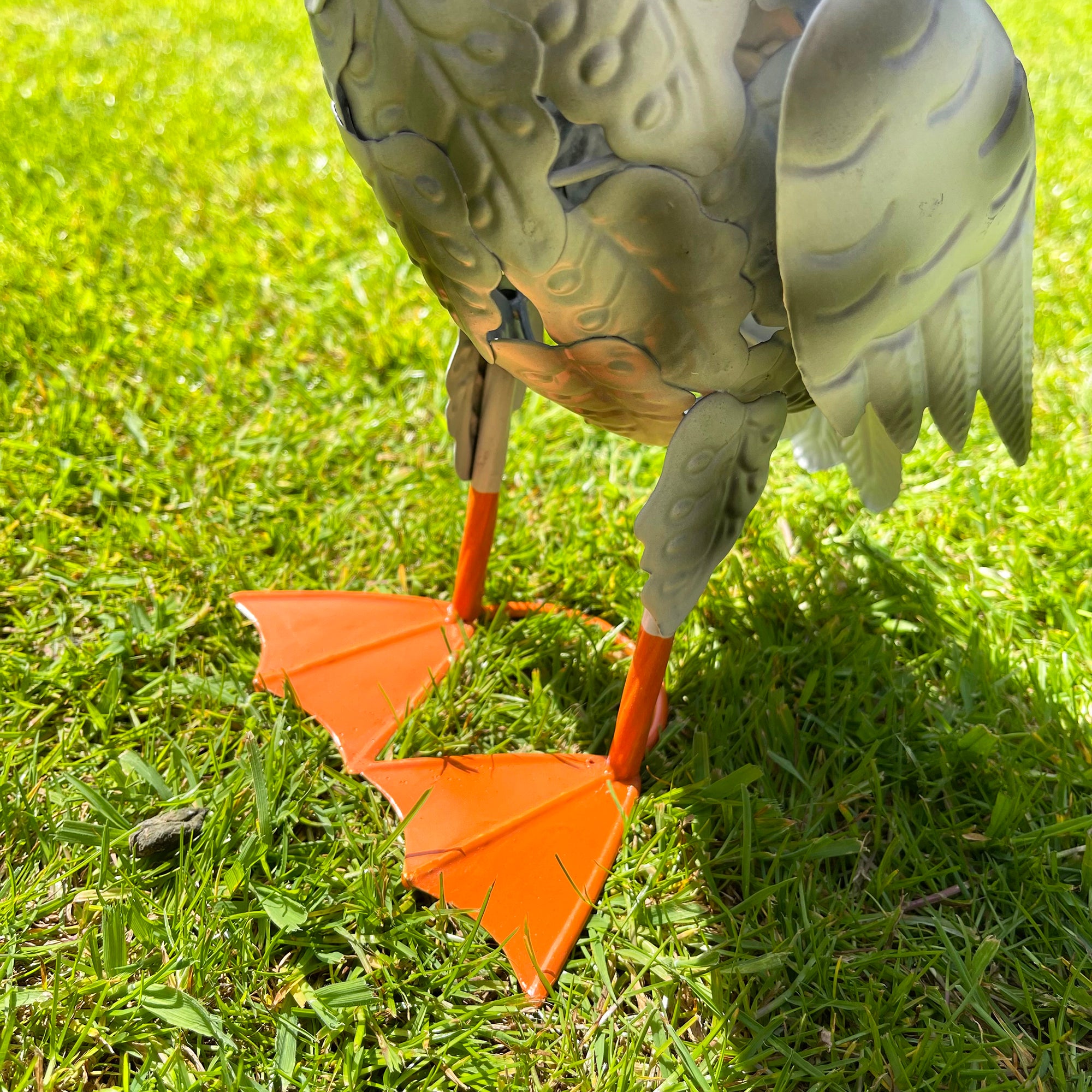 Metal Pelican With Fish Garden Ornament
