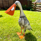 Metal Pelican With Fish Garden Ornament