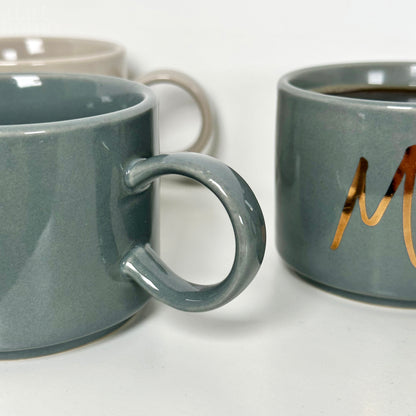 Set Of 4 Mr And Mrs Stacking Mugs 200ml