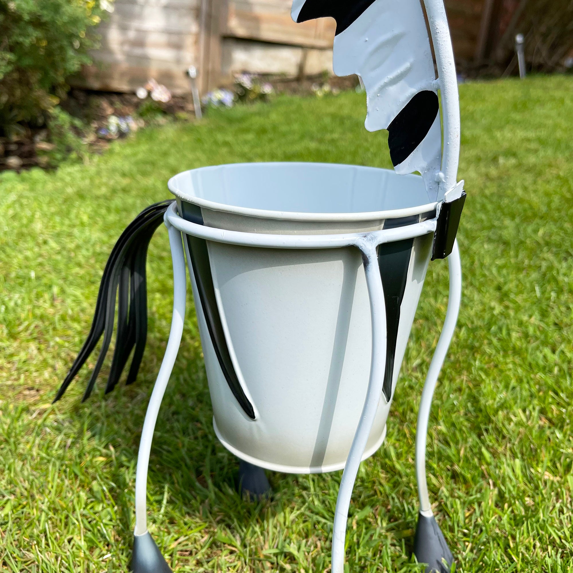 Metal Zebra Plant Pot Ornament