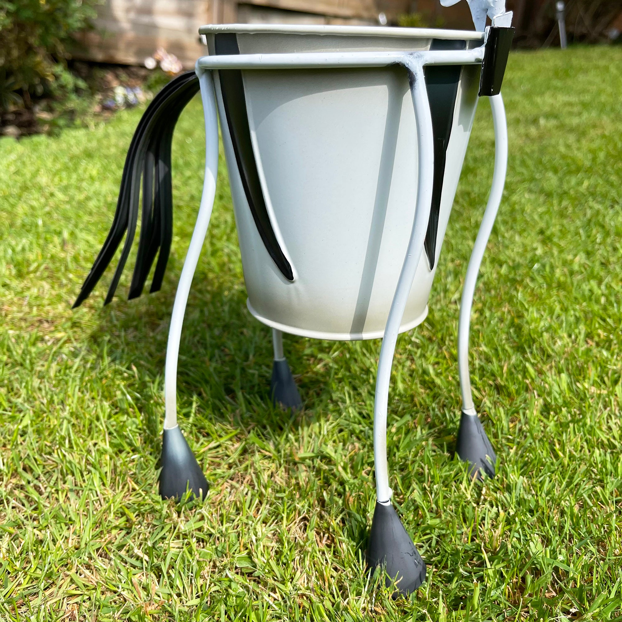 Metal Zebra Plant Pot Ornament