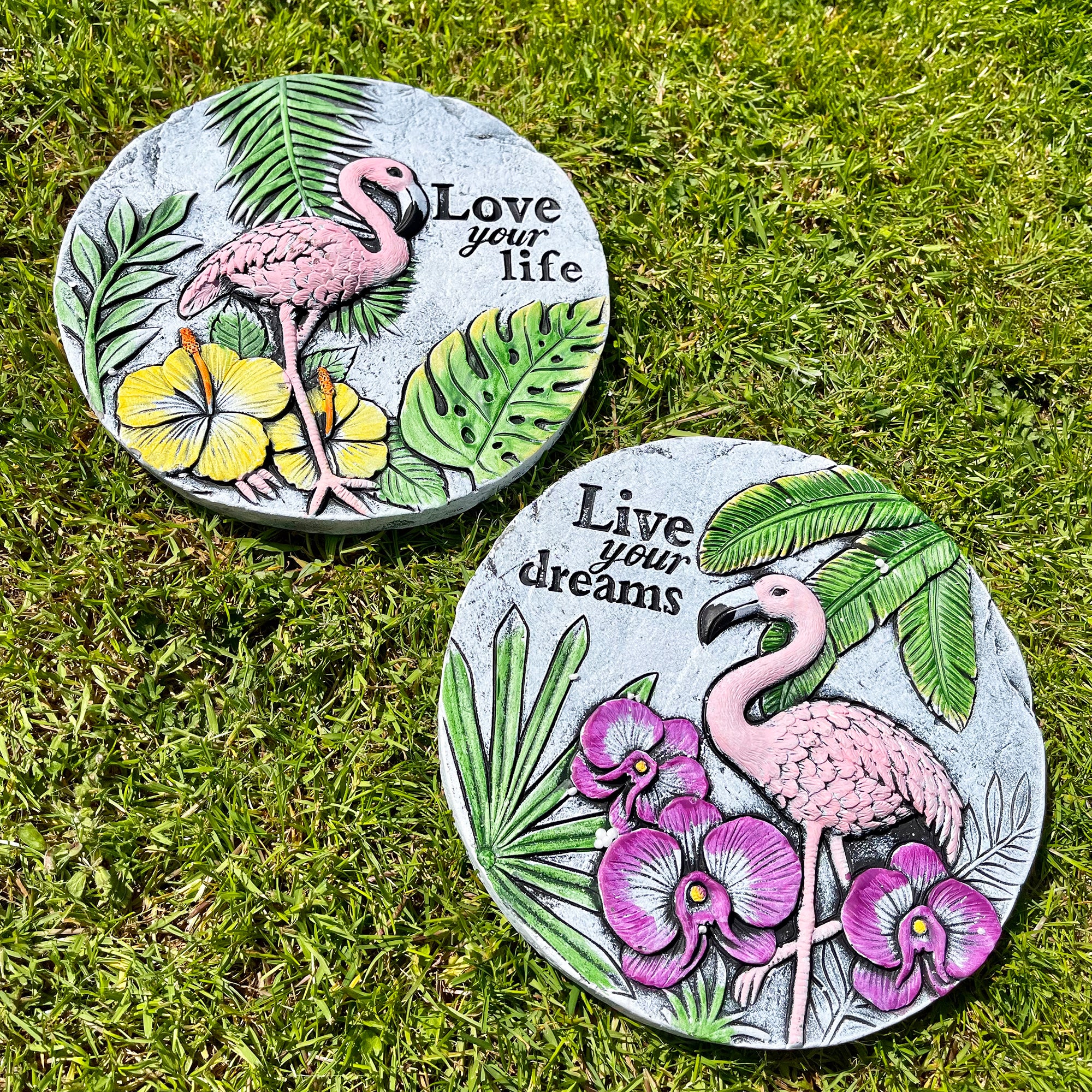 Zement-Flamingo-Garten-Trittsteine ​​im 2er-Set