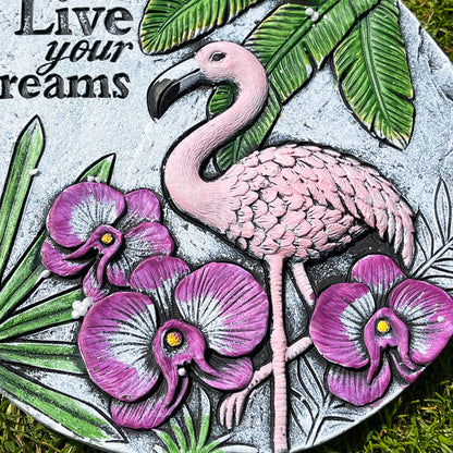 Cement Flamingo Garden Stepping Stone Set Of 2