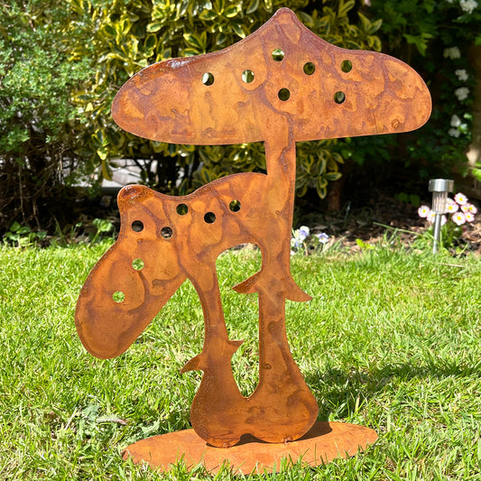 Rusty Toadstool Garden Ornament Large