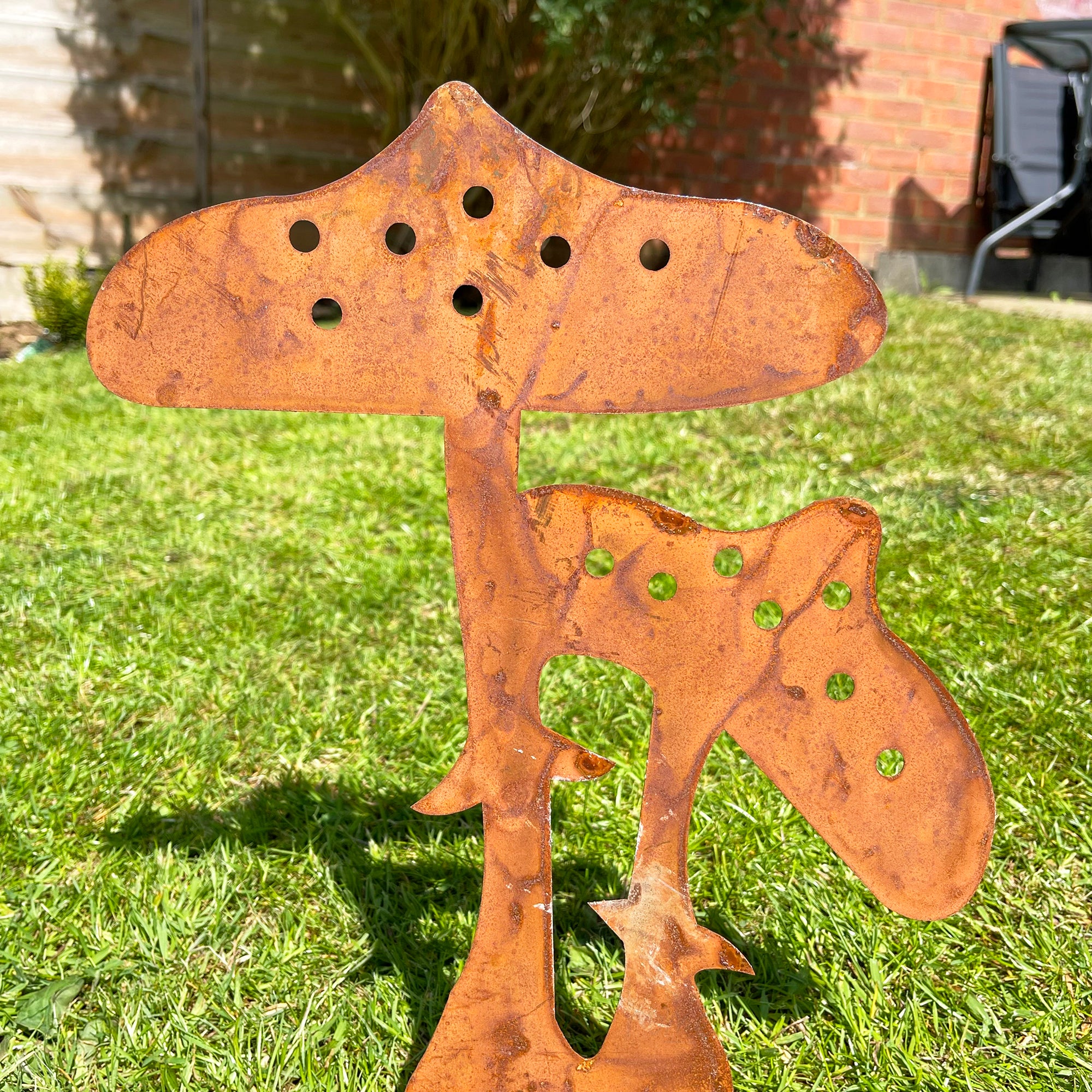 Rusty Toadstool Garden Ornament Large