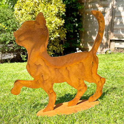 Rusty Cat Garden Ornament Large