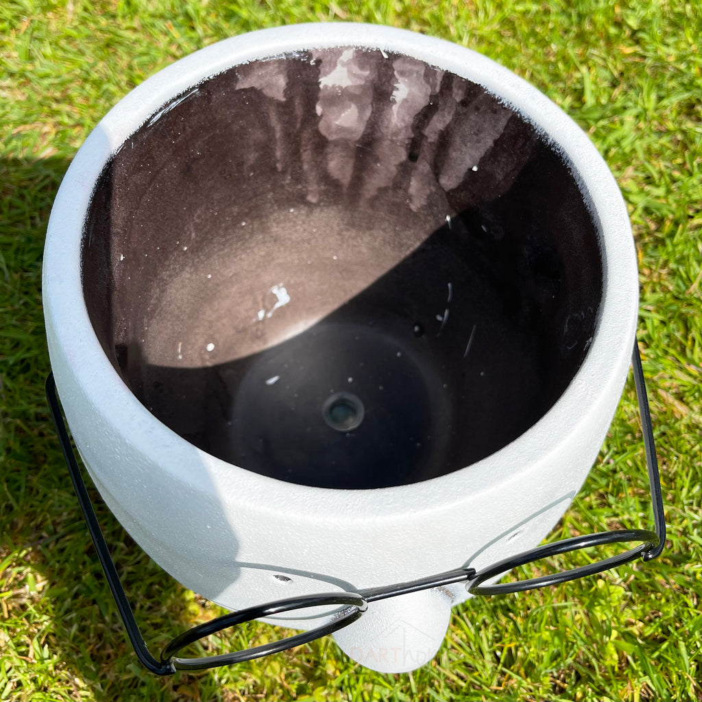 Cement Face Planter With Glasses , Drainage Hole
