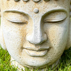Buddha-Kopf-Pflanzgefäß aus Zement – ​​Weiß