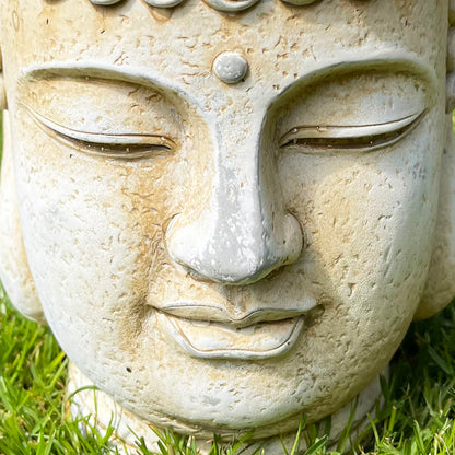 Cement Buddha Head Planter - White