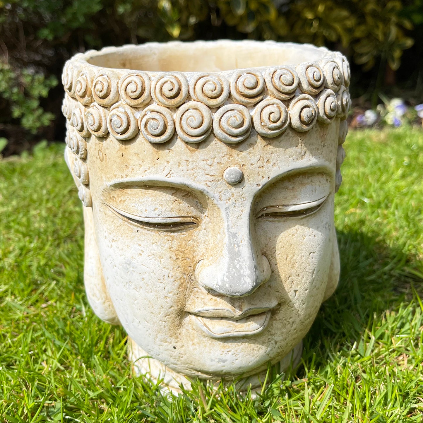 Cement Buddha Head Planter - White