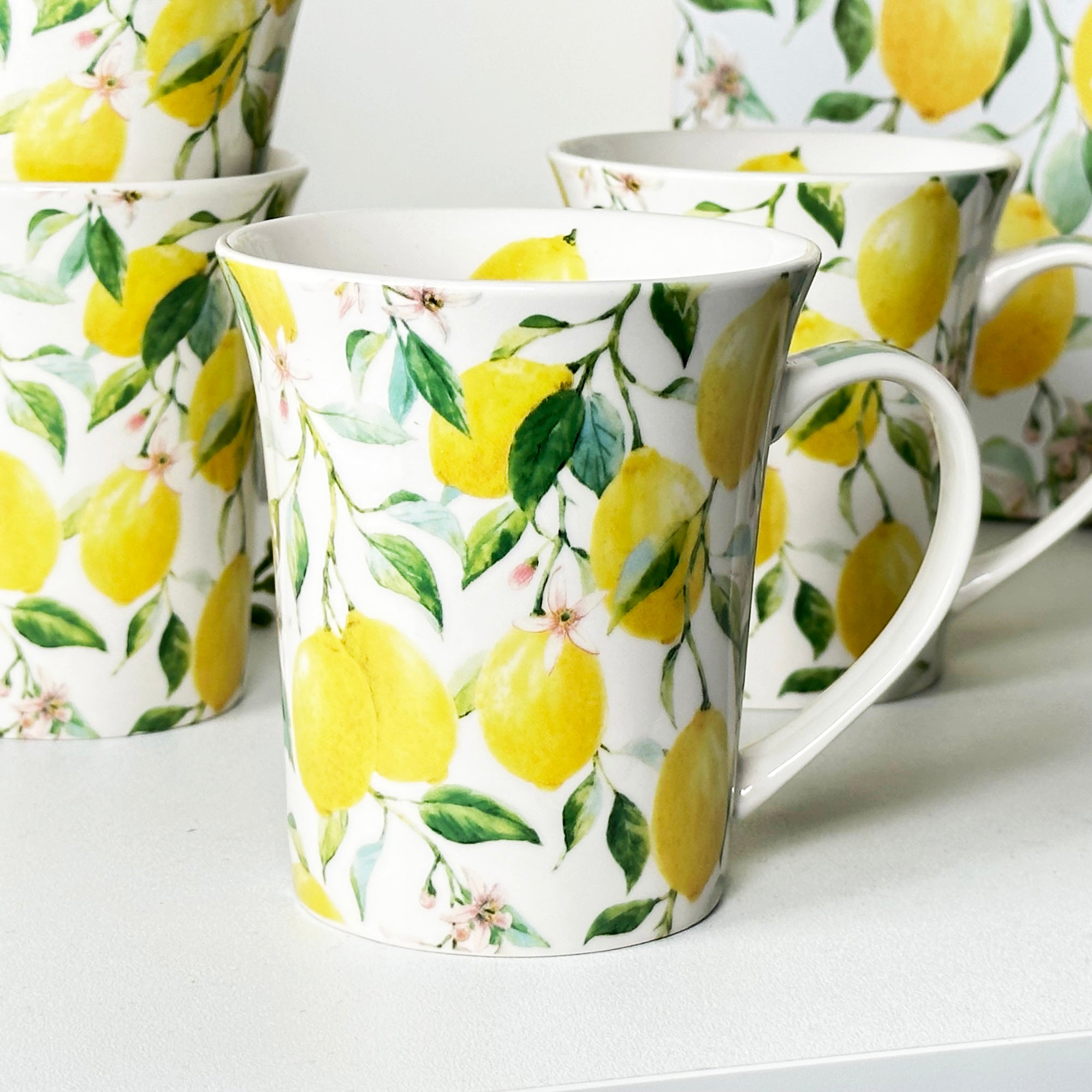 Set Of 4 Lemon Tree Mugs Gift Boxed