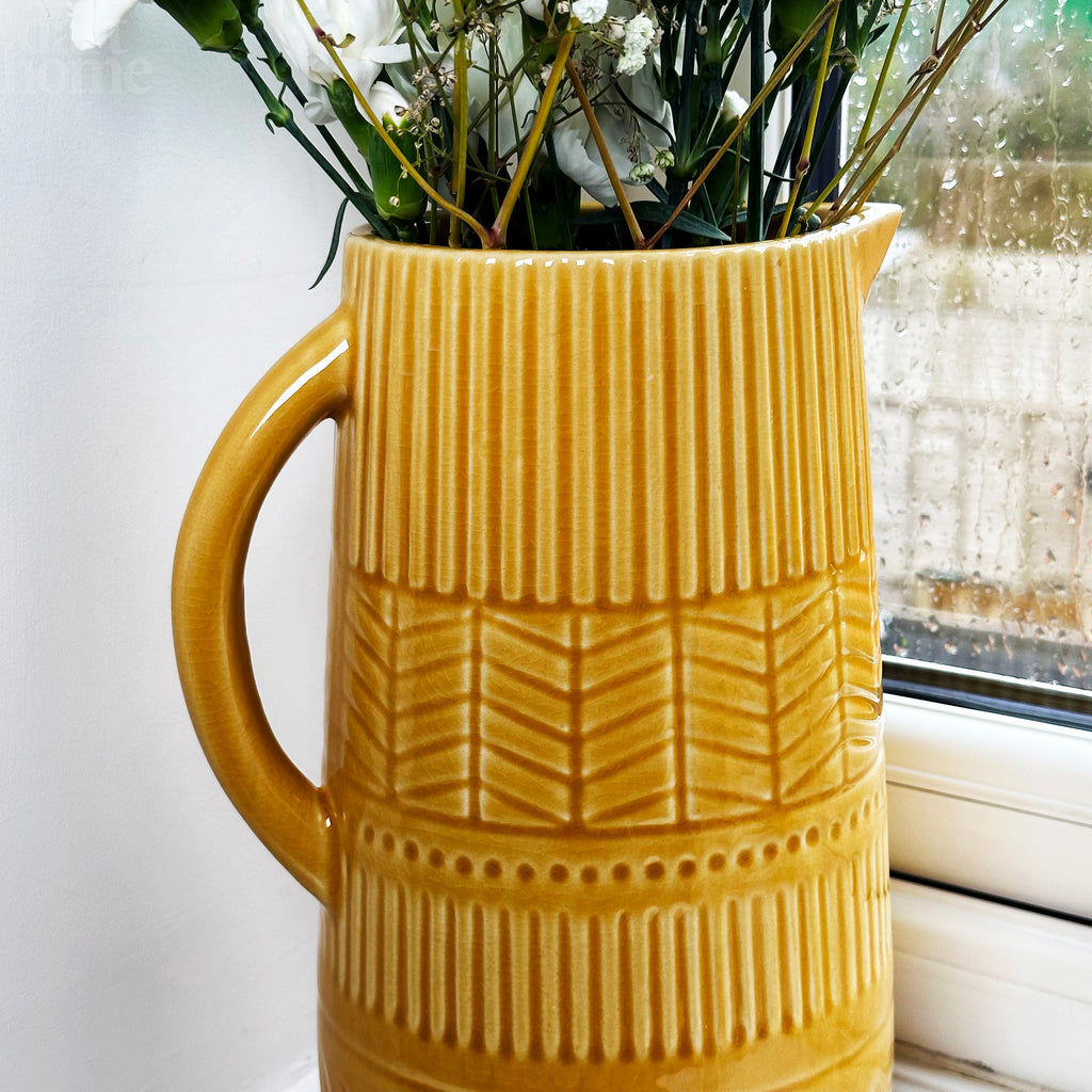 Mustard Patterned Jug Vase