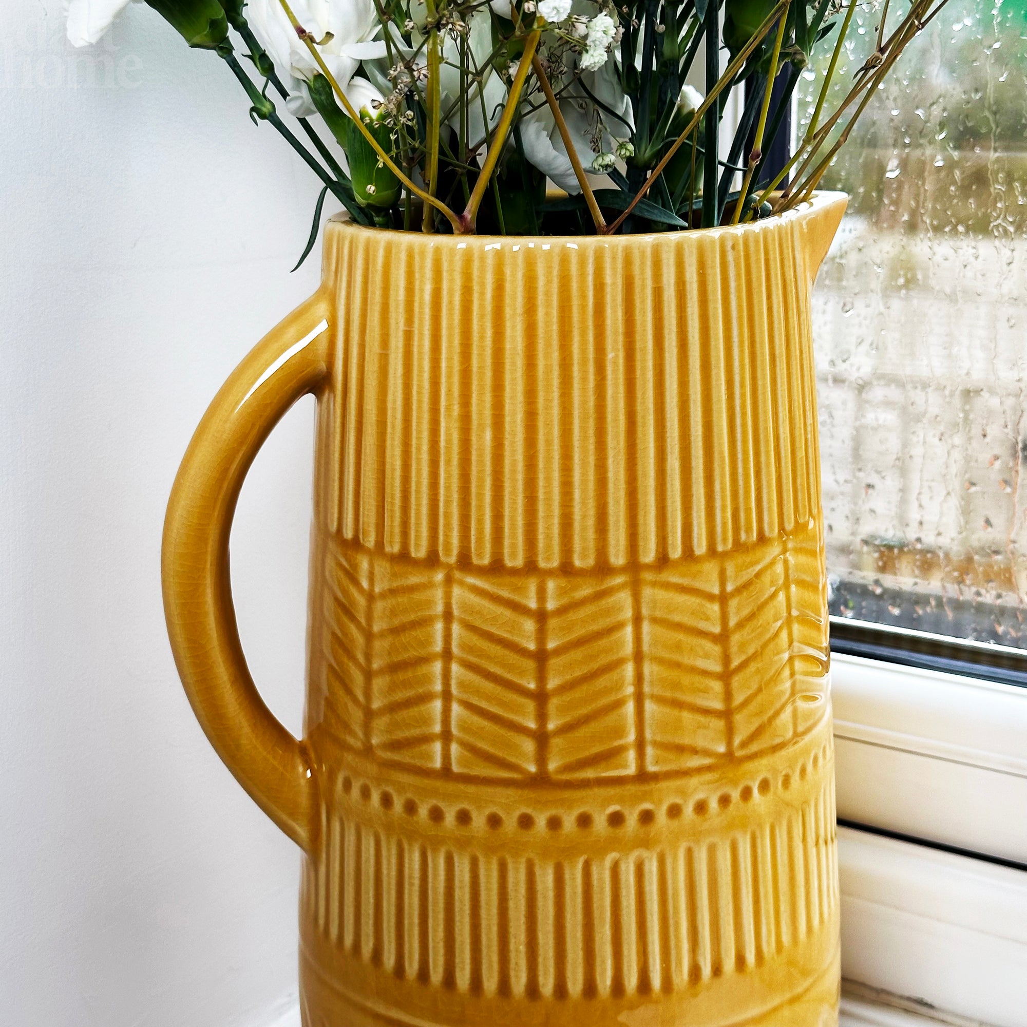Mustard Patterned Jug Vase