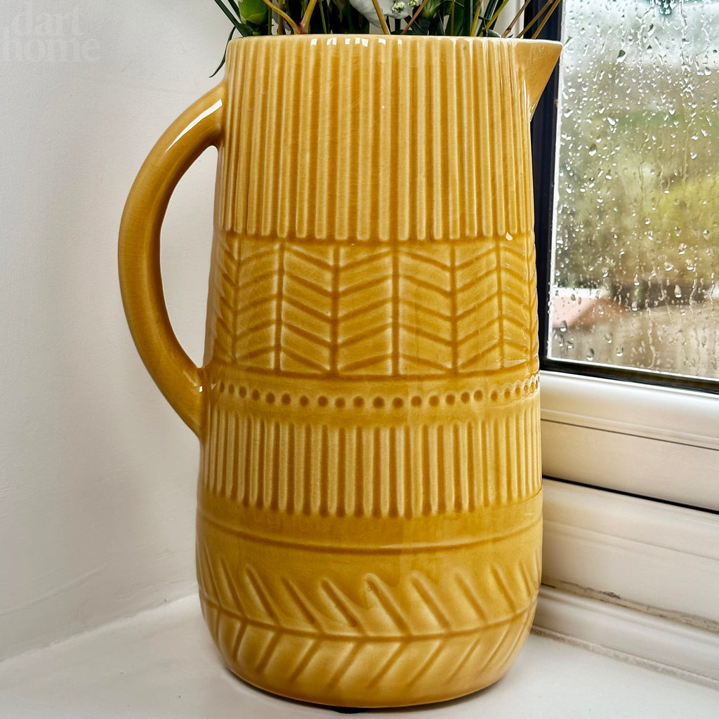 Mustard Patterned Jug Vase