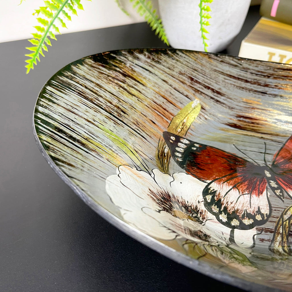 Amber Butterfly Oval Decorative Bowl