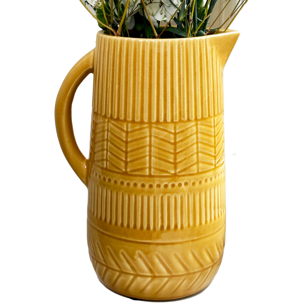 Mustard Patterned Jug Vase