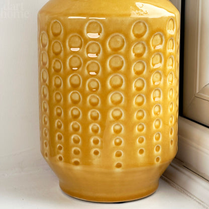 Mustard Round Indented Ceramic Vase