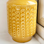 Mustard Round Indented Ceramic Vase