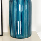 Blue Lined Ceramic Bottle Vase