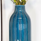 Blue Lined Ceramic Bottle Vase