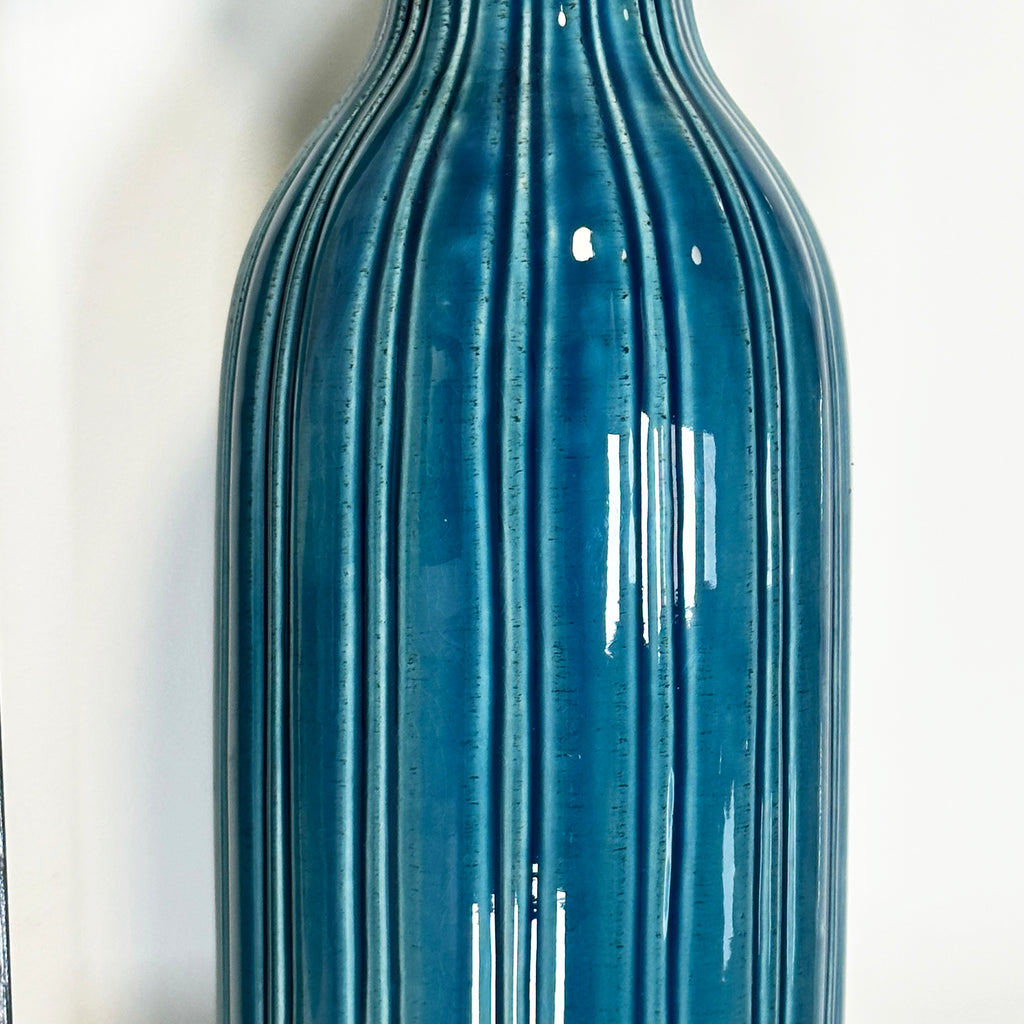 Blue Lined Ceramic Bottle Vase
