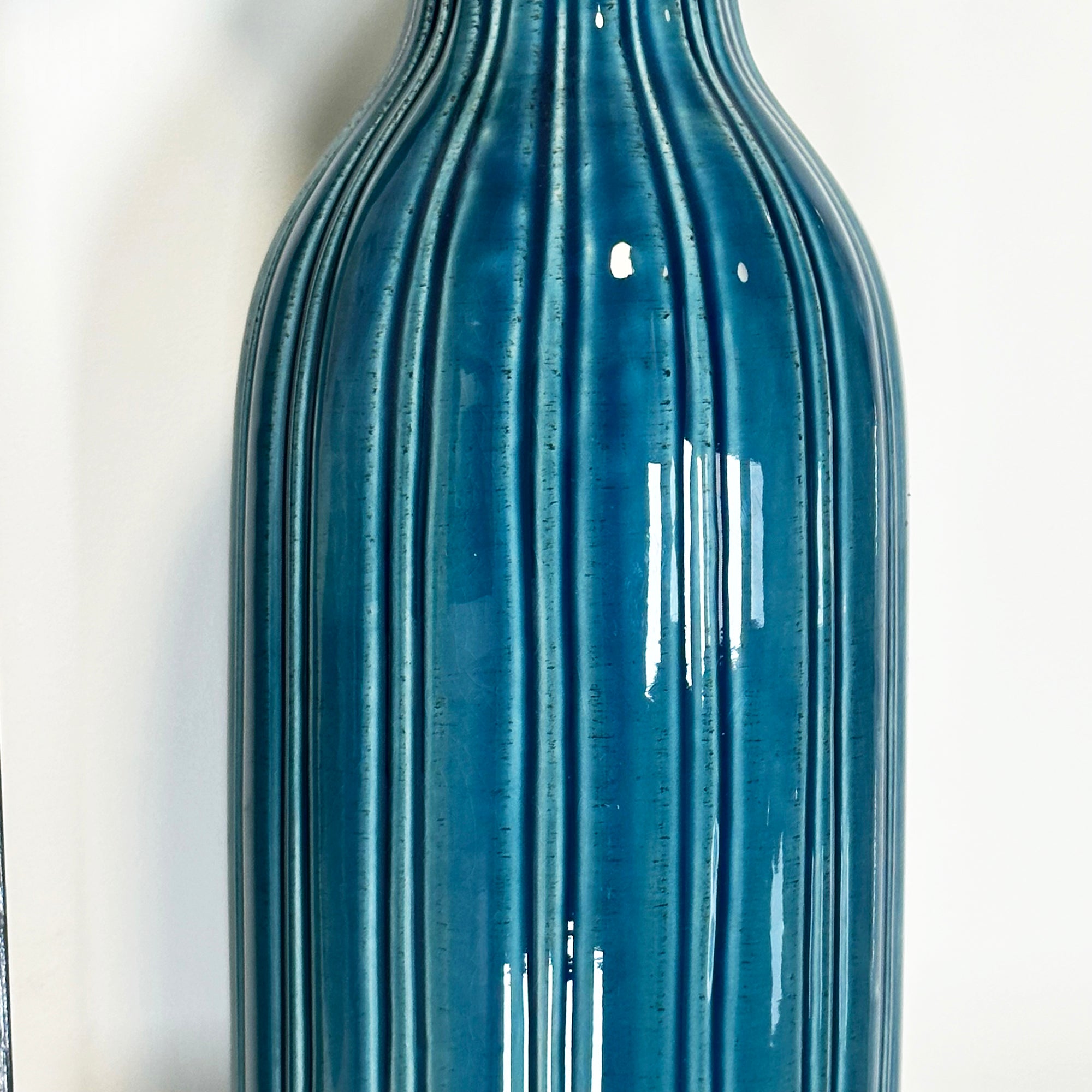 Blue Lined Ceramic Bottle Vase