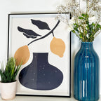 Blue Lined Ceramic Bottle Vase