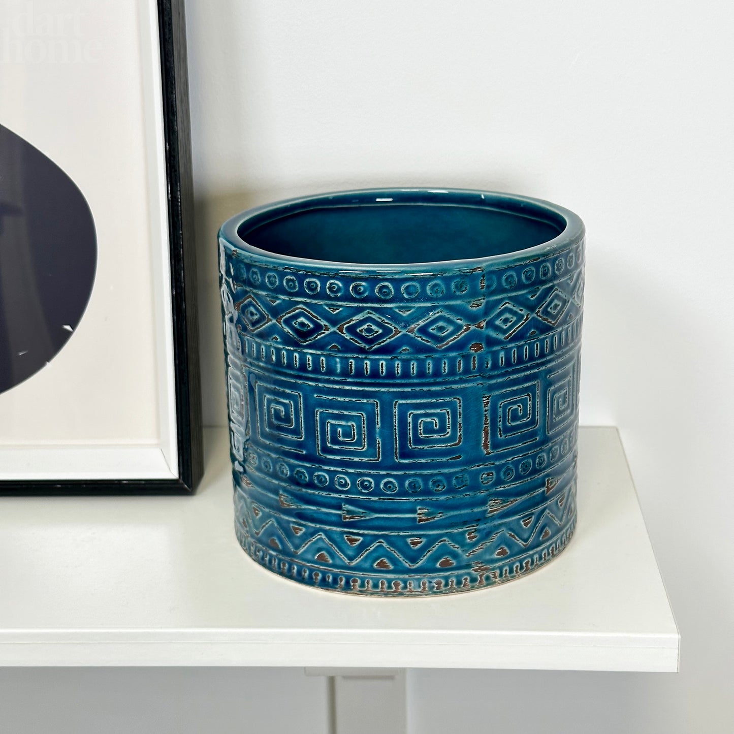 Ceramic Blue Aztec Plant Pot